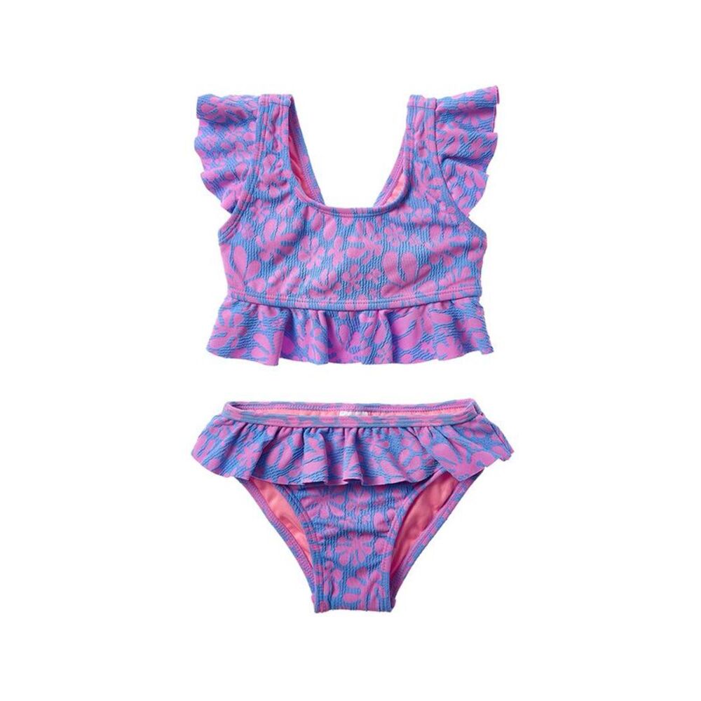 Beach Lingo Girls  2Pc Ruffle Sleeve Bralette & Ruffle Bottom Set, Blue